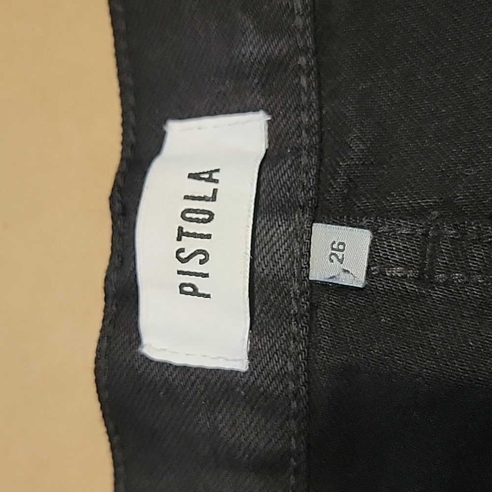 Pistola Size 26 Black Gigi Low Rise Cut Off Denim Frayed Hem Shorts, Like New - Picture 9 of 10